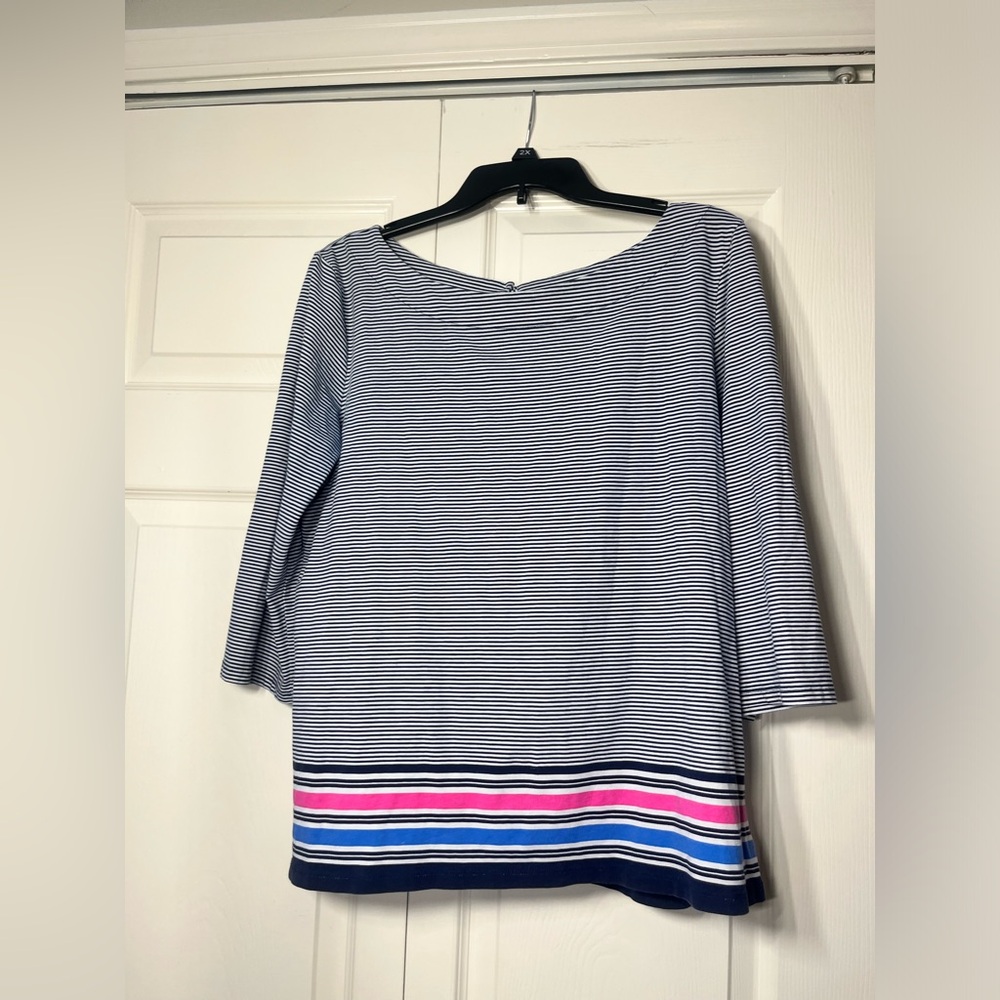 Lilly Pulitzer Waverly Top In True Navy Bayside Stripe‎